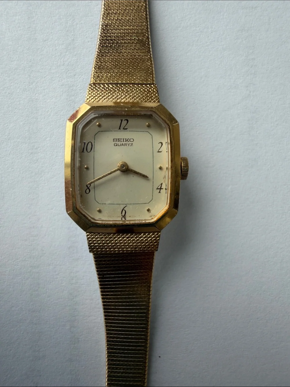 Seiko Gold Tone Octagonal Dress Watch with Cream Dial